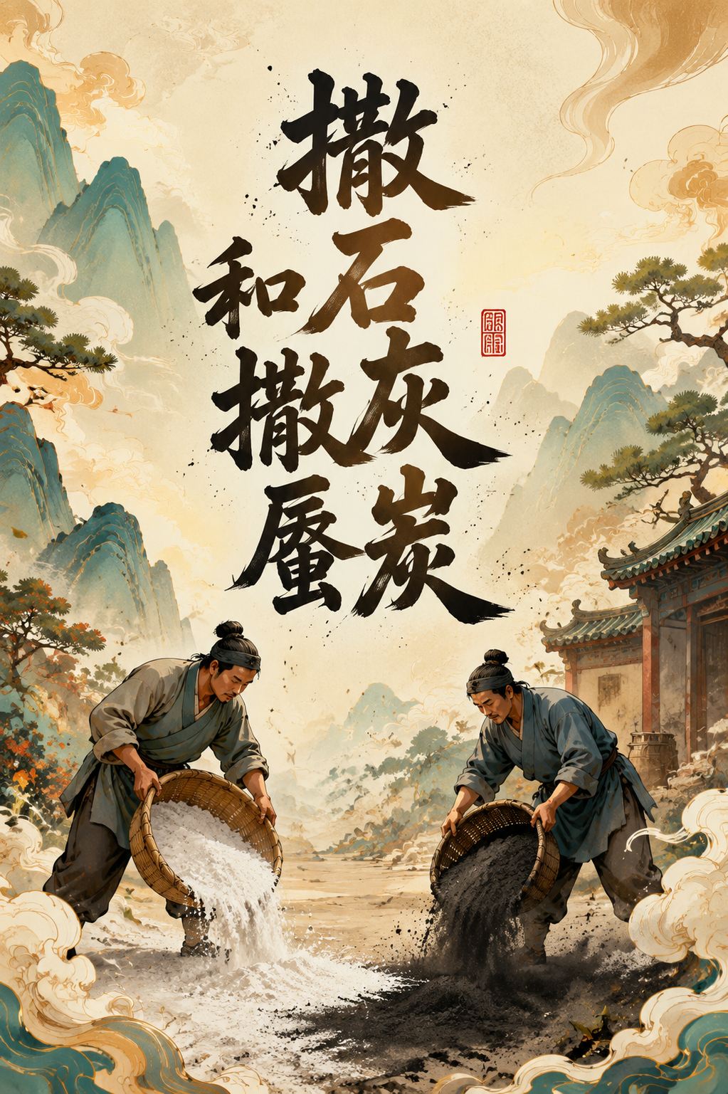 撒石灰和撒蜃炭