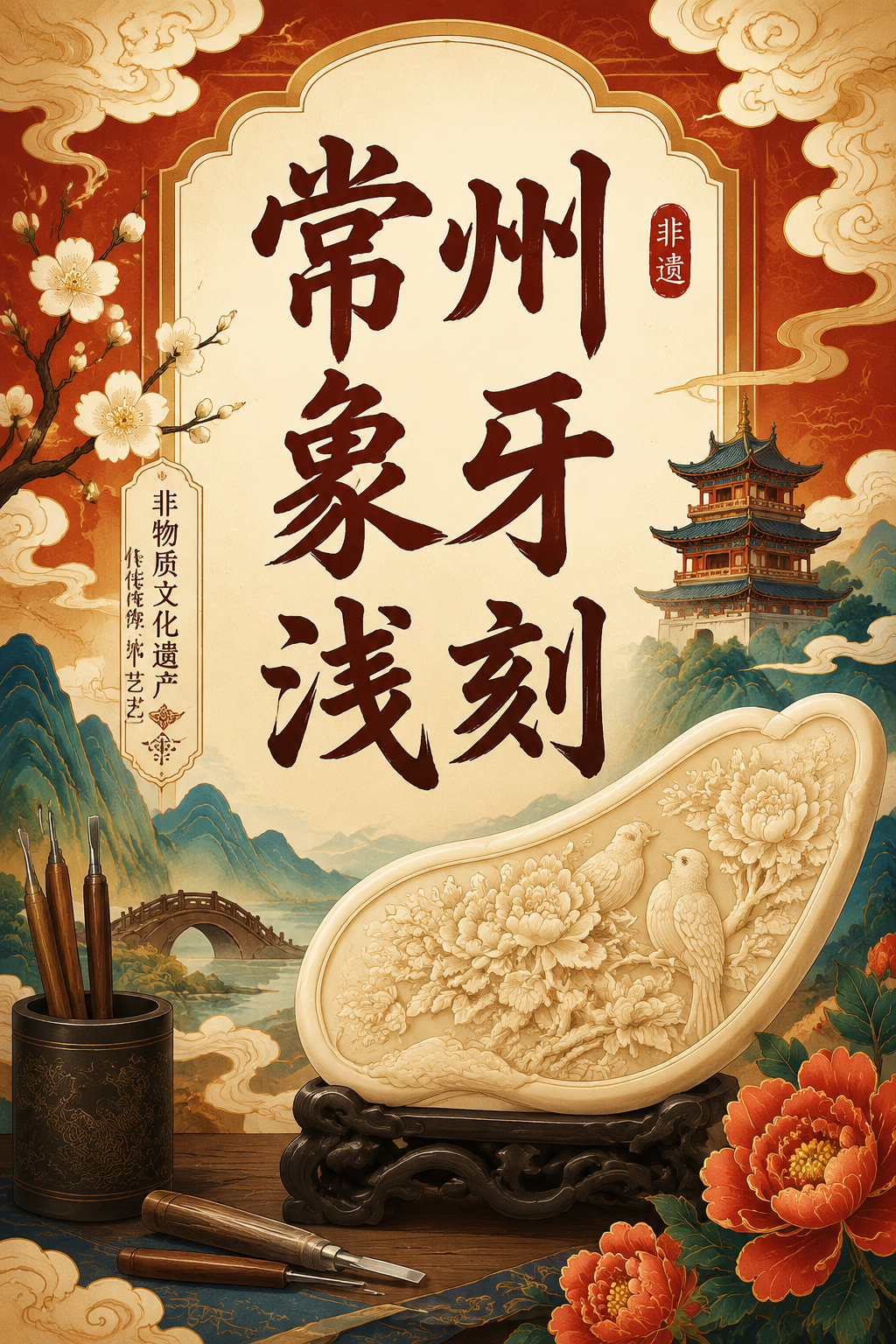 常州象牙浅刻