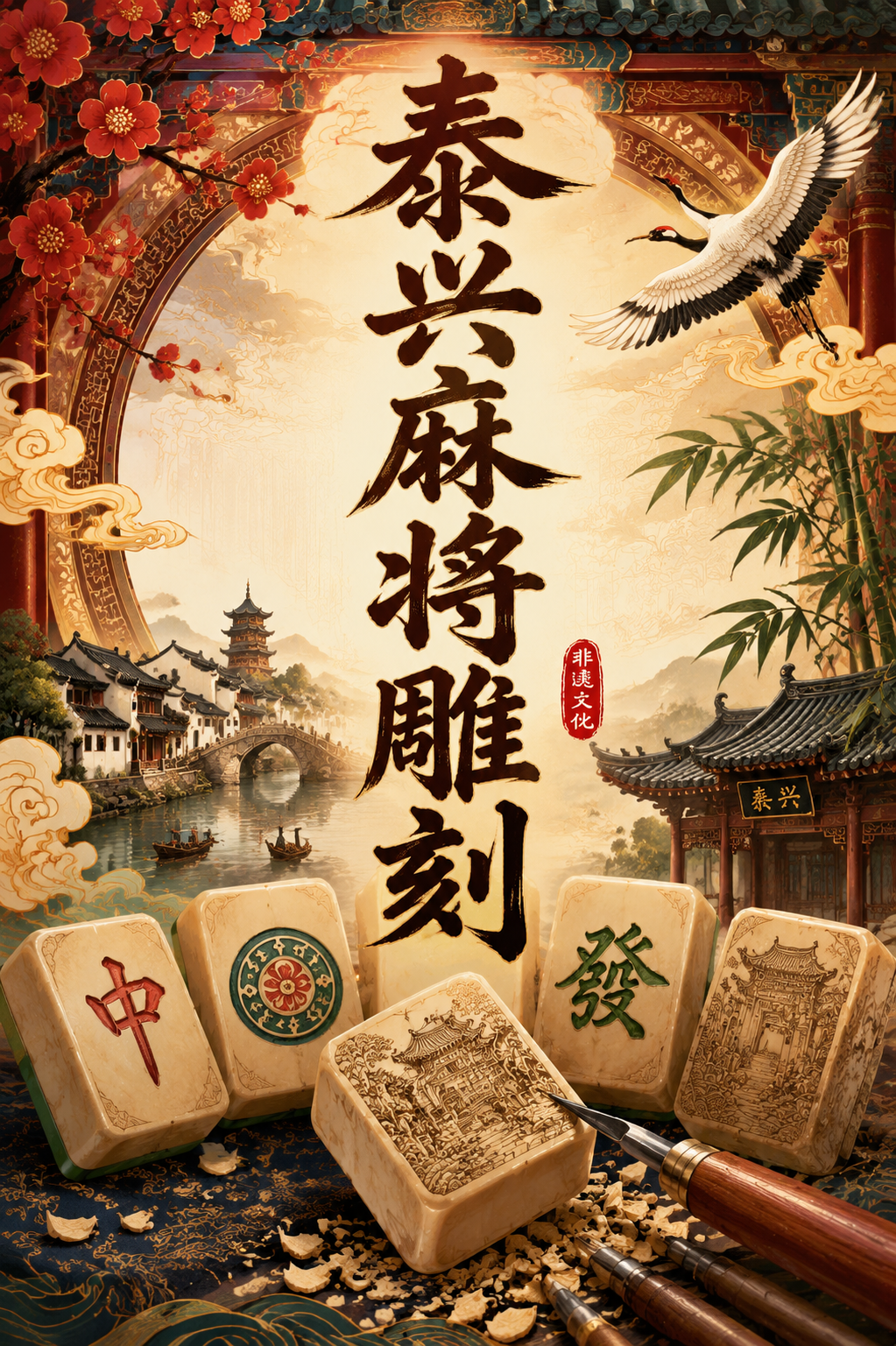 泰兴麻将雕刻