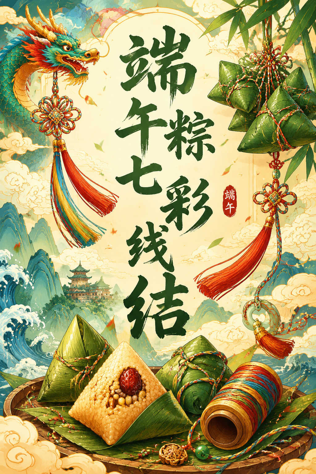 端午粽七彩线结