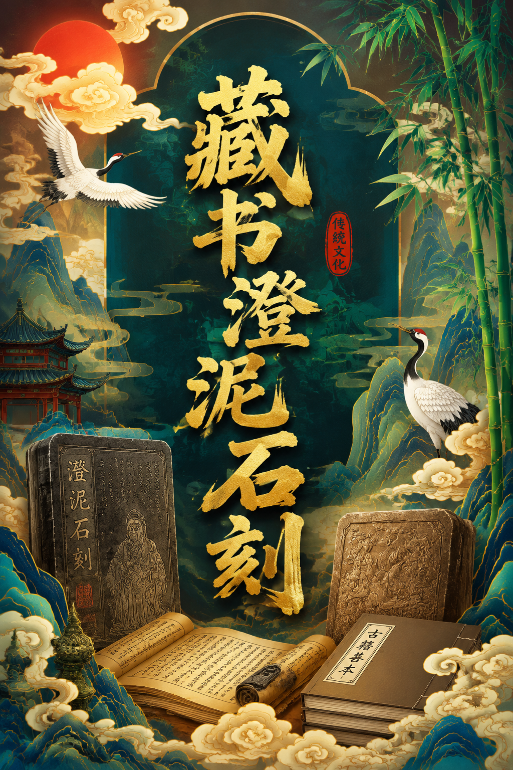 藏书澄泥石刻