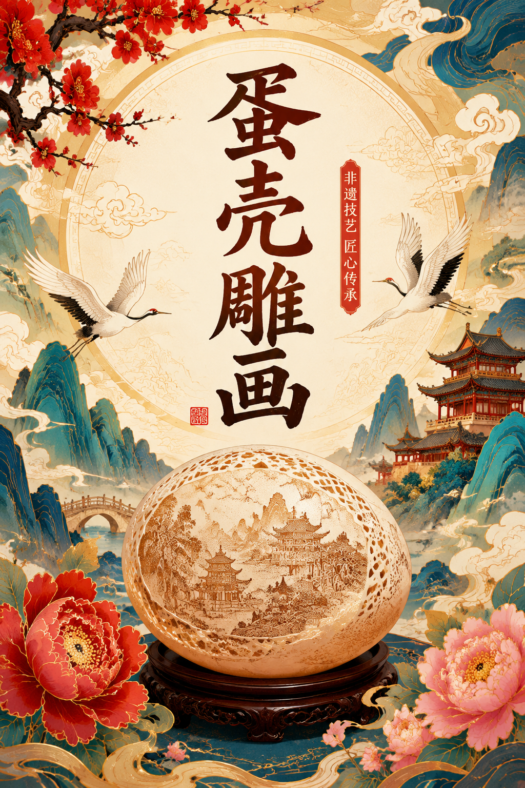 蛋壳雕画