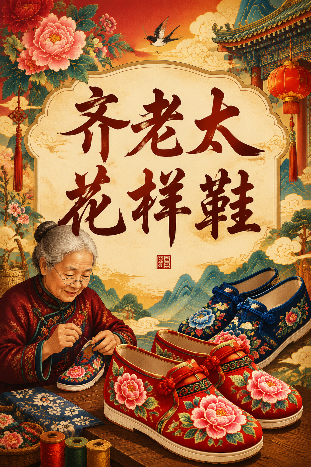 齐老太花样鞋