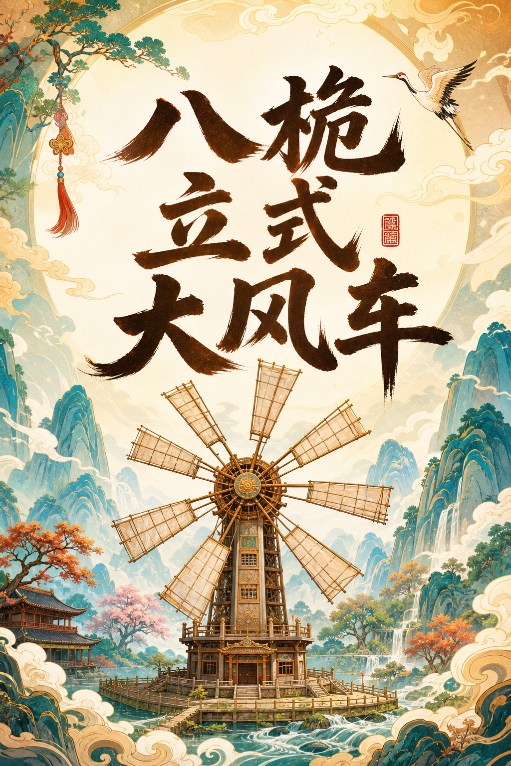 八桅立式大风车