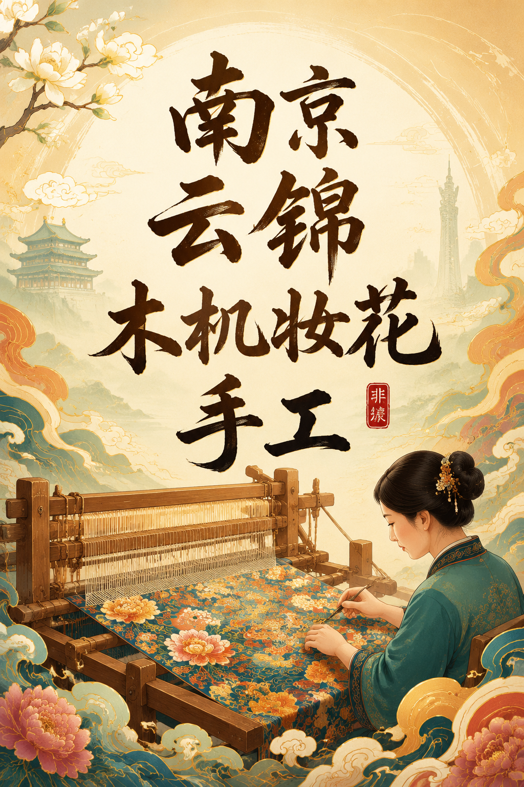 南京云锦木机妆花手工