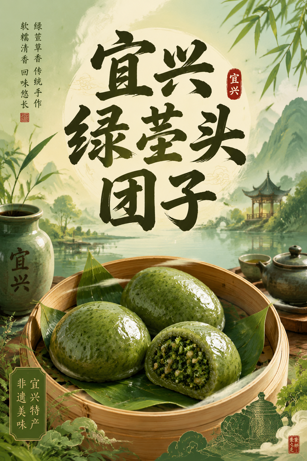 宜兴绿苎头团子