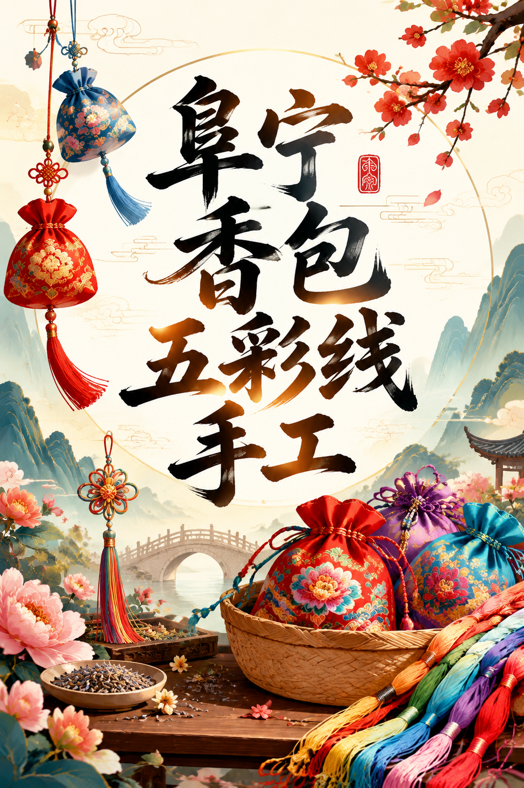 阜宁香包五彩线手工