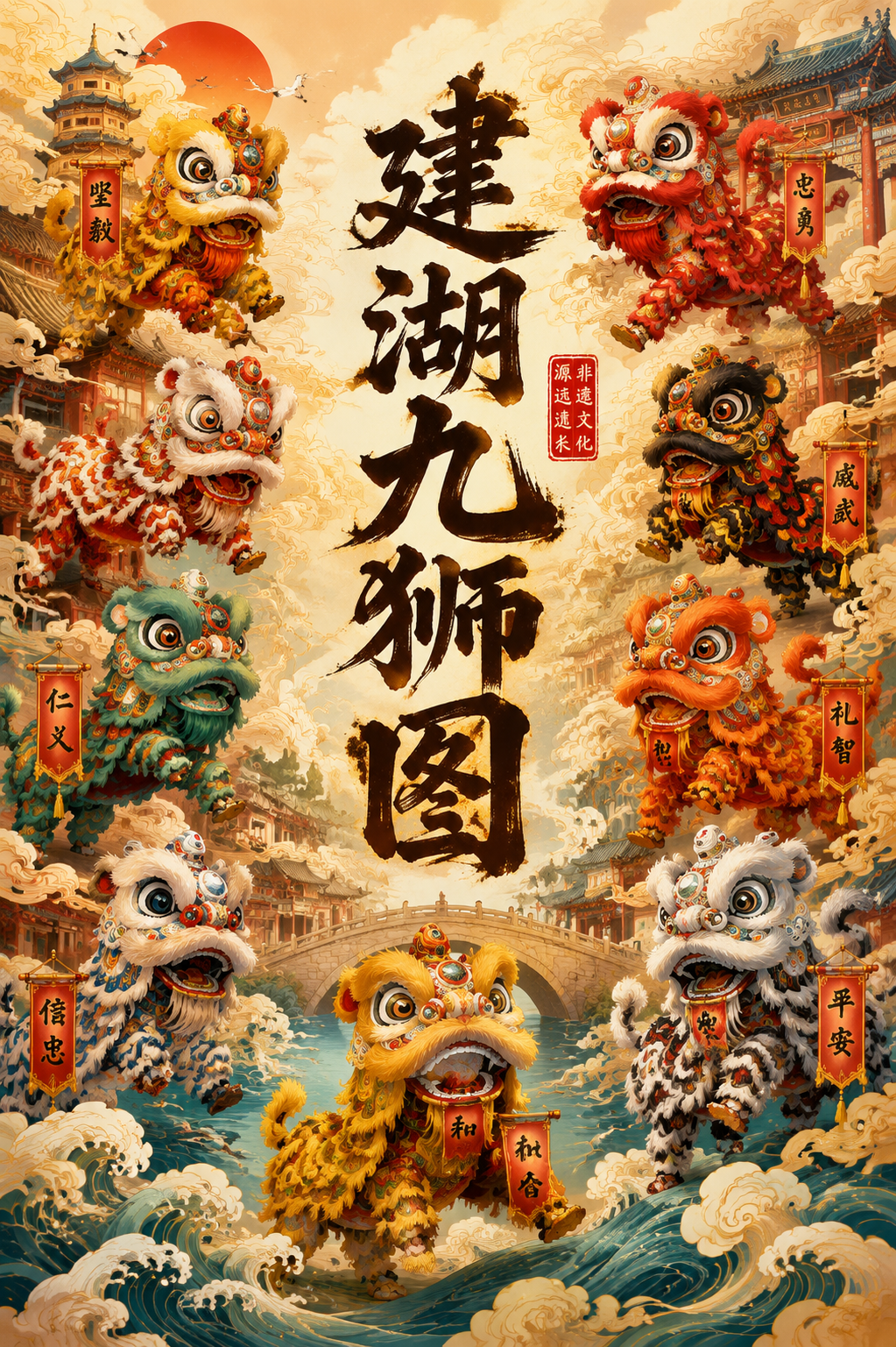 建湖九狮图