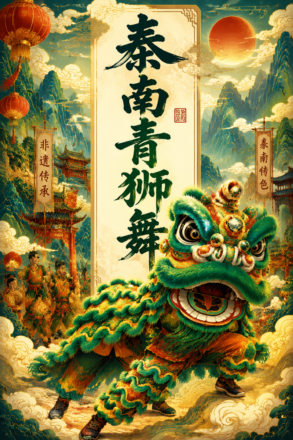 秦南青狮舞