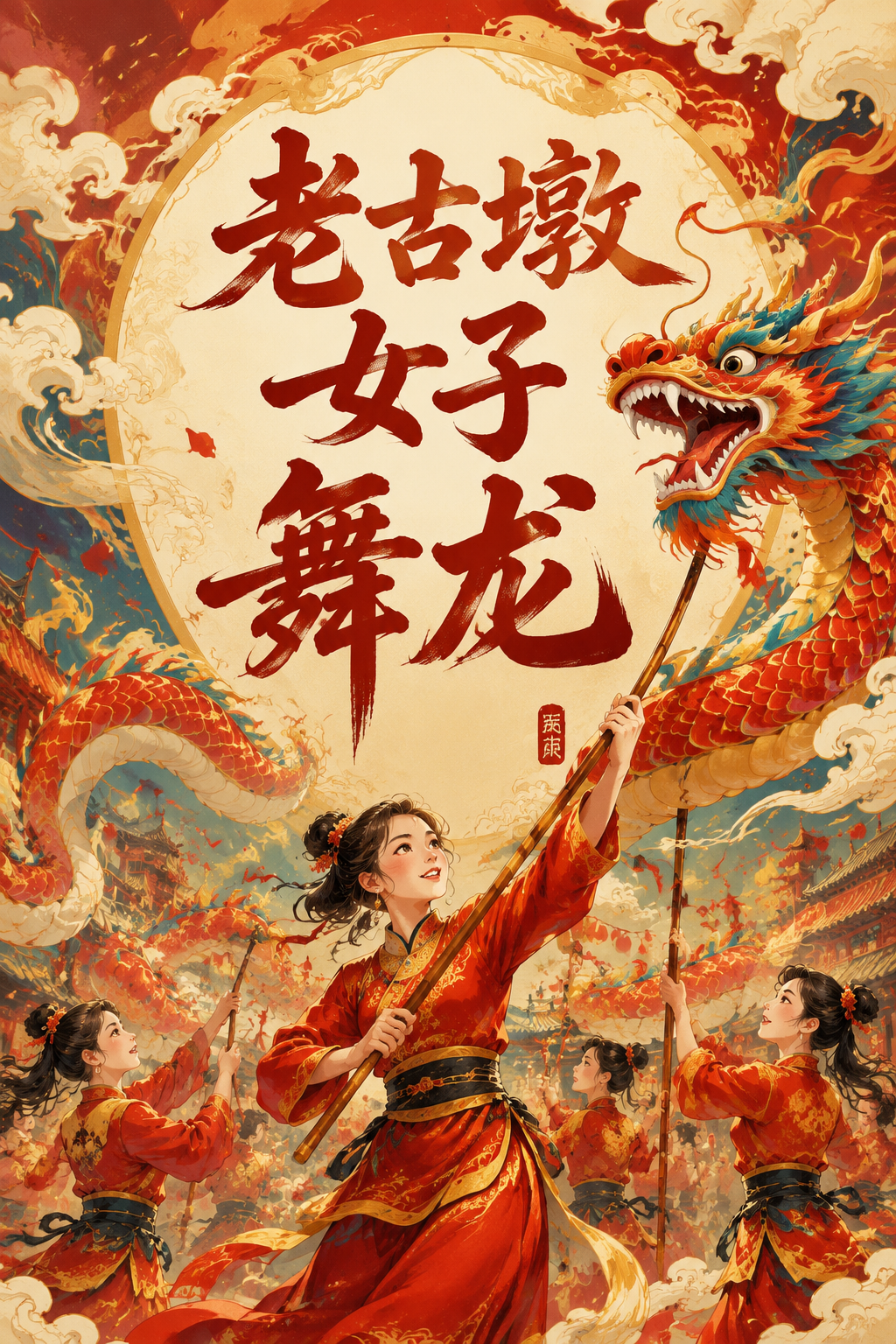 老古墩女子舞龙